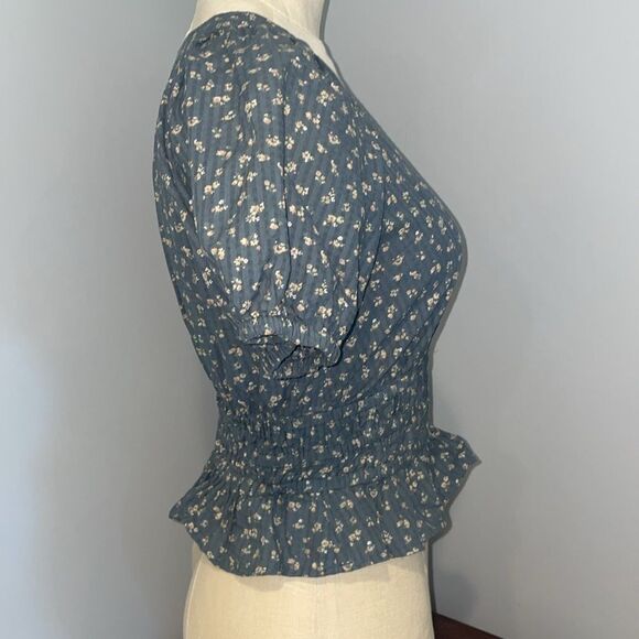 Madewell Manon Cotton Check Voile Short Sleeve Top Size XXS - Picture 3 of 10